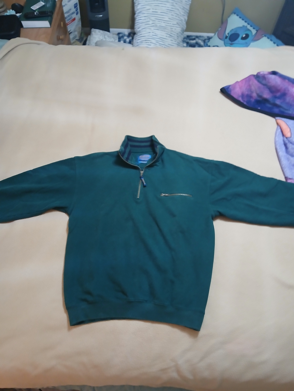 Vintage Pendleton Deep Green Quarter-Zip Sweater with Chest Zip
